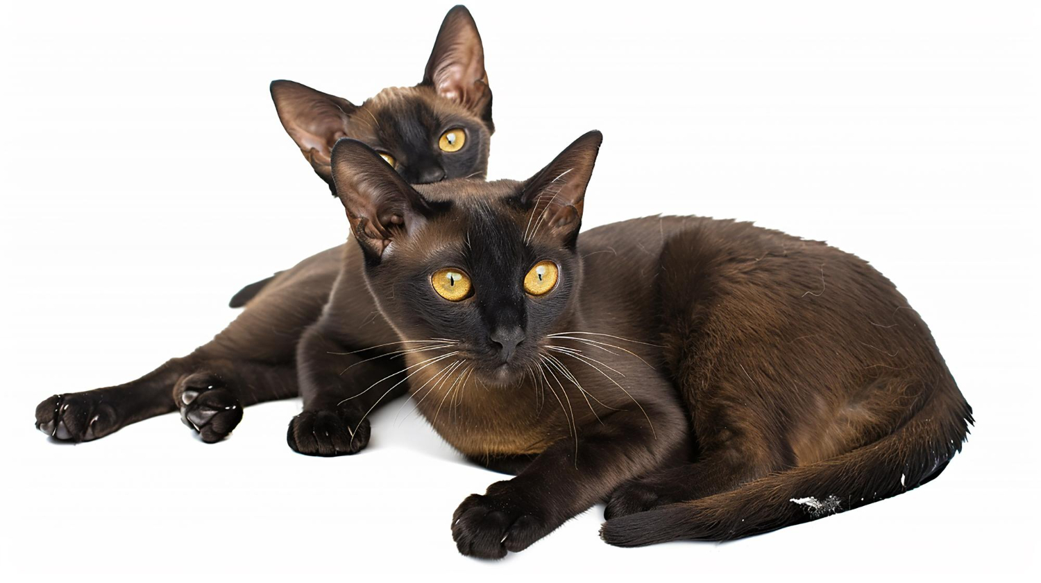 棕黑色成年緬甸貓與幼年緬甸貓