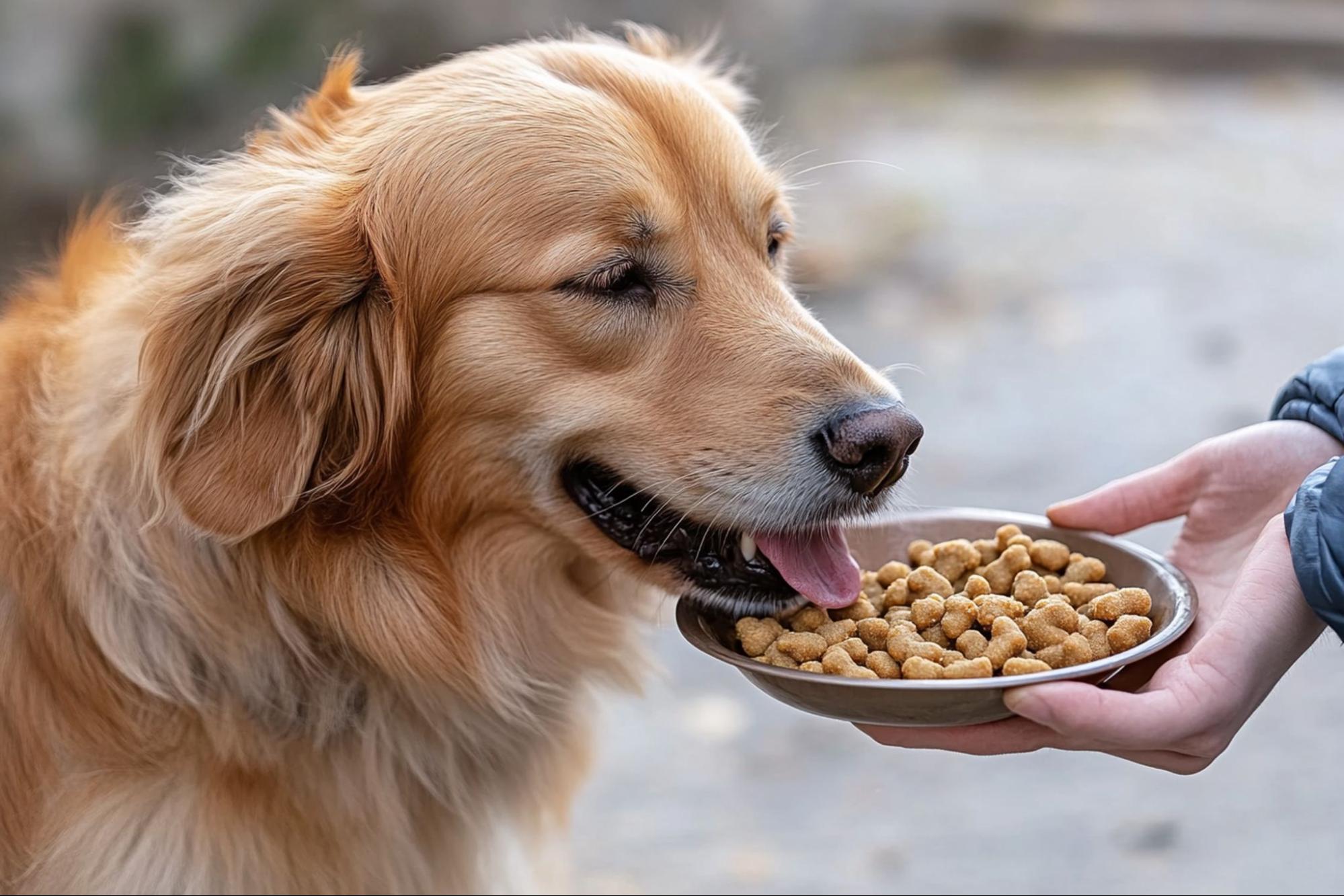 狗狗正在吃花生