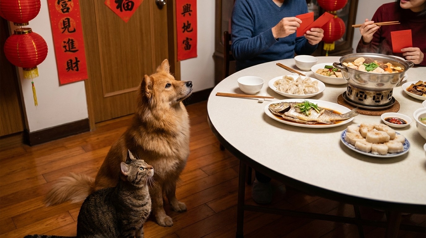 年菜下肚前請三思！貓狗年夜飯禁忌食物與替代建議