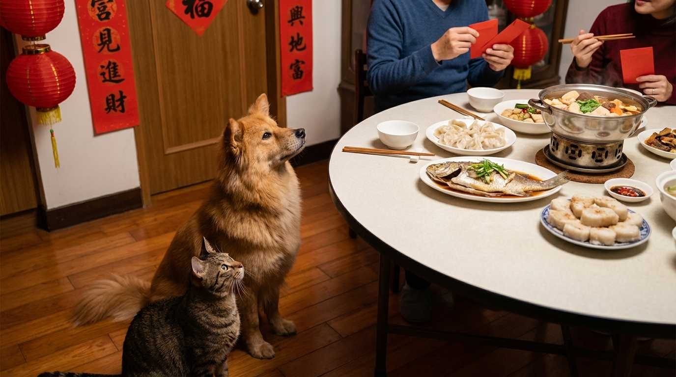 年菜下肚前請三思！貓狗年夜飯禁忌食物與替代建議